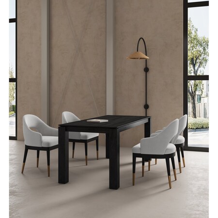 Manhattan Comfort 5-Piece Rockaway 70.86 Dining Set with 4 Carrington Chairs in Black and Light Grey 4-DT02DC089AR-BKLG